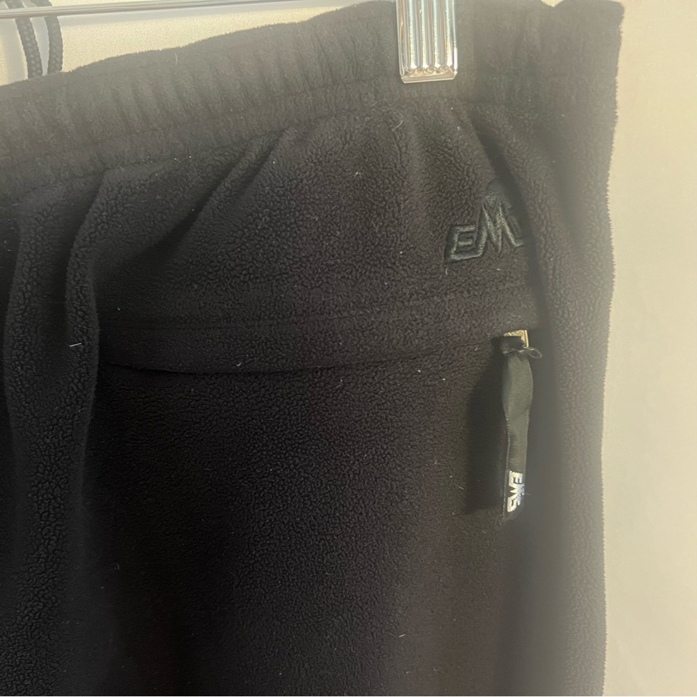 EMS Thick Fleece Pants Mens L Large Black Pockets Elastic Tie Waist Sweatpants - Picture 6 of 8